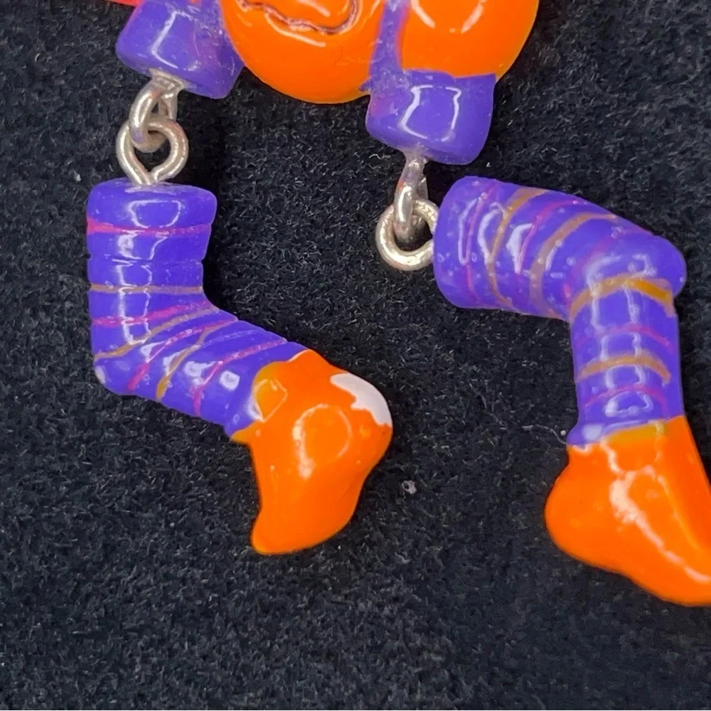 Vintage Set Of 4 Halloween 90s Era Hair Clips Orange Purple Ghost Witch Goth